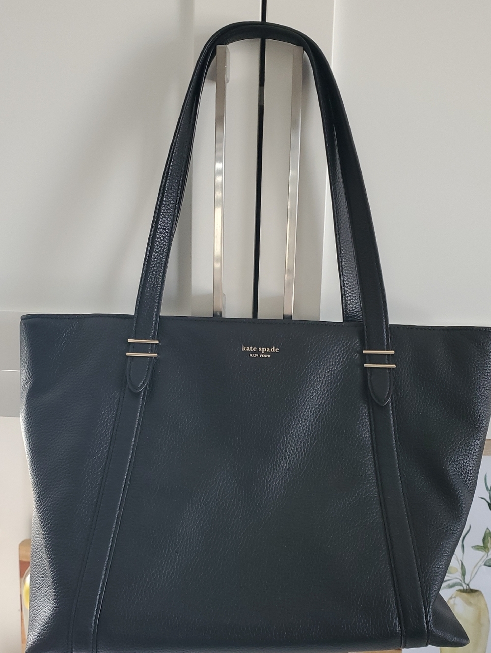 kate spade Navy Leather Tote with Gold Hardware